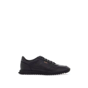 Boss Men's Black Leather Minimalist Sneakers Zayn_Lowp_Lttb Men