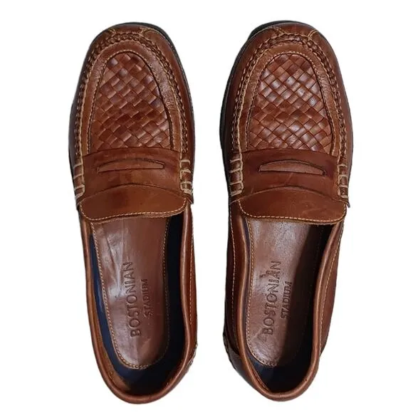 Bostonian classic loafers John mens size 9.5 y2k vintage style basket weave