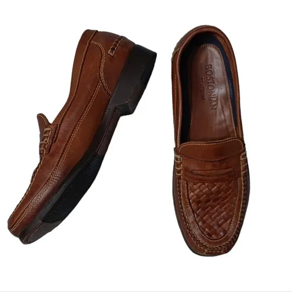 Bostonian classic loafers John mens size 9.5 y2k vintage style basket weave