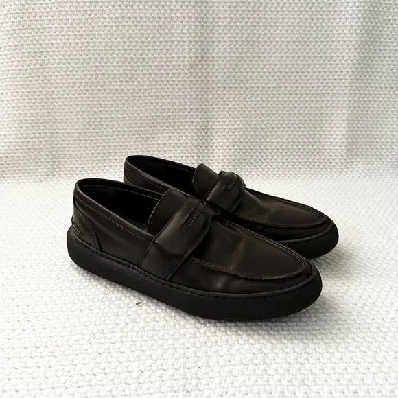 Bottega Marchigiana Italy Brown Leather Chunky Creeper Lug Sole Penny Loafers 41