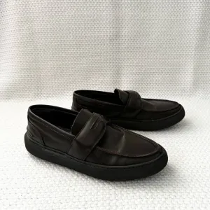 Bottega Marchigiana Italy Brown Leather Chunky Creeper Lug Sole Penny Loafers 41