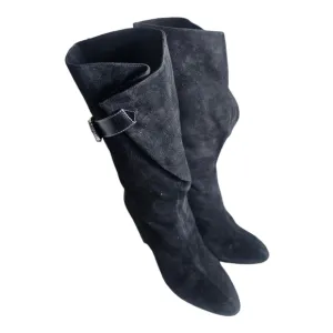 BOUTIQUE 9 &quot;BT Galen&quot;  Women's Black Leather Suede Mid-Calf Boots Size 8 M