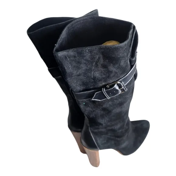 BOUTIQUE 9 &quot;BT Galen&quot;  Women's Black Leather Suede Mid-Calf Boots Size 8 M