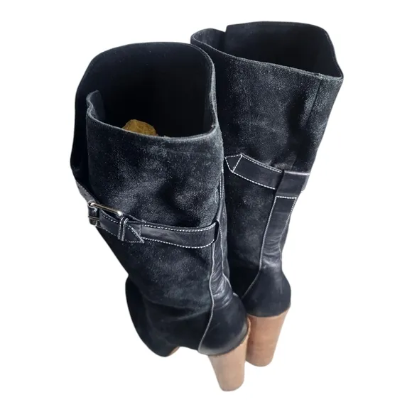 BOUTIQUE 9 &quot;BT Galen&quot;  Women's Black Leather Suede Mid-Calf Boots Size 8 M