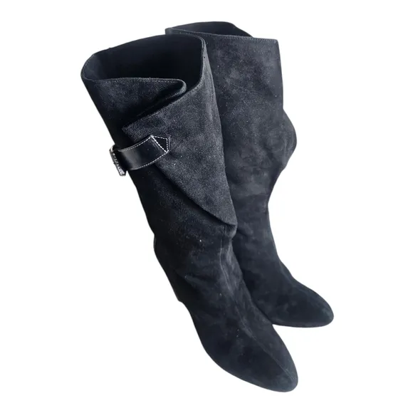BOUTIQUE 9 &quot;BT Galen&quot;  Women's Black Leather Suede Mid-Calf Boots Size 8 M