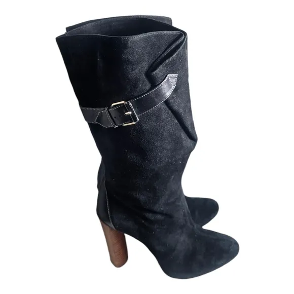 BOUTIQUE 9 &quot;BT Galen&quot;  Women's Black Leather Suede Mid-Calf Boots Size 8 M