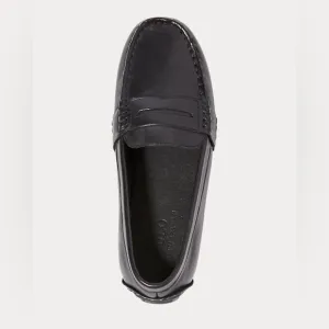 Boys Junior Polo Ralph Lauren Telly Slip On Leather Penny Loafers Black Size 7