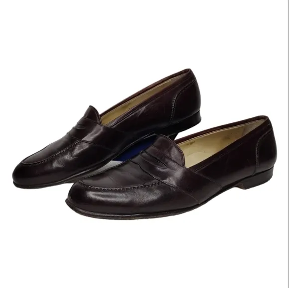 Bragano By Cole Haan Brown Leather Men's Penny Slip-On Loafers