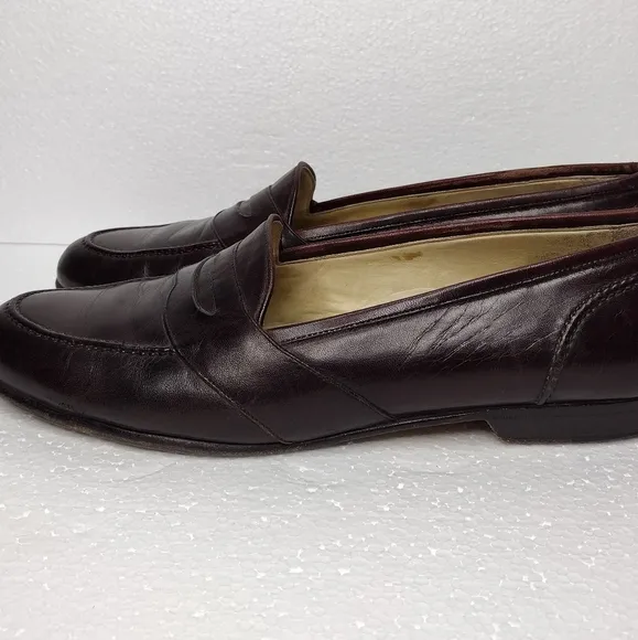 Bragano By Cole Haan Brown Leather Men's Penny Slip-On Loafers