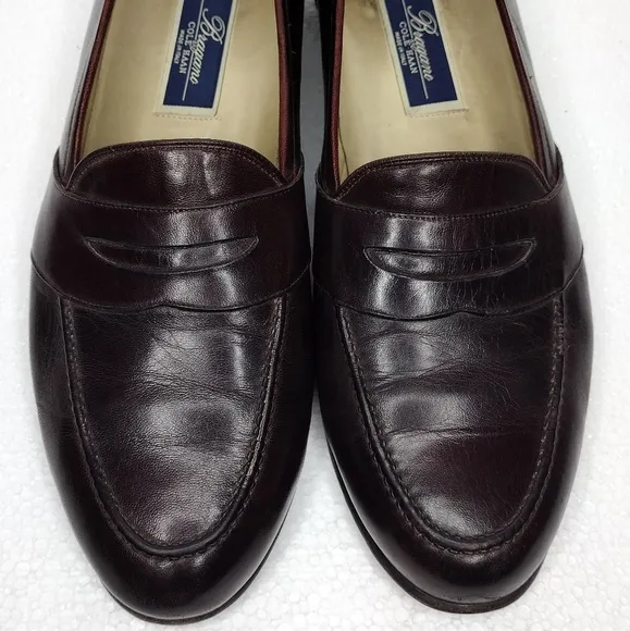 Bragano By Cole Haan Brown Leather Men's Penny Slip-On Loafers