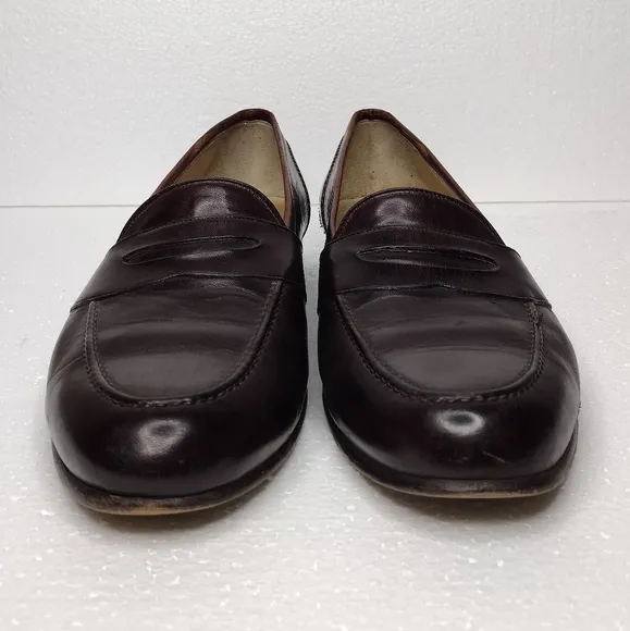 Bragano By Cole Haan Brown Leather Men's Penny Slip-On Loafers
