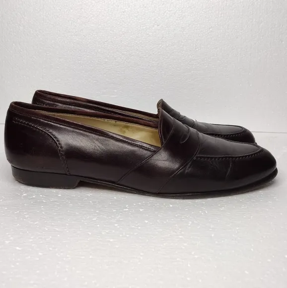 Bragano By Cole Haan Brown Leather Men's Penny Slip-On Loafers