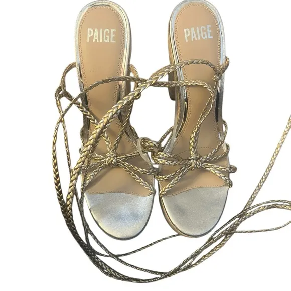 ✅Braided Metallic Ankle-Strap Platform Espadrilles