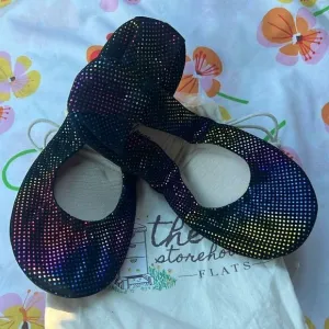 *BRAND NEW* Disco Rainbow Dots Storehouse Flats -7 NWT