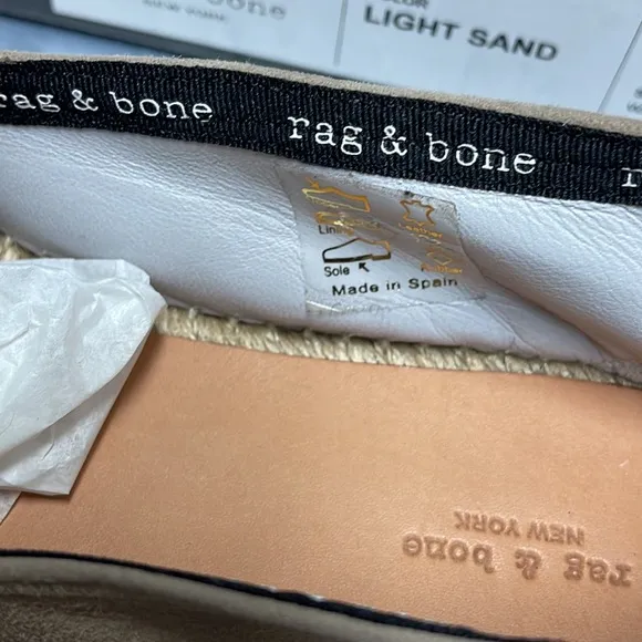 Brand new Rag And Bone Del Rey suede espadrille flat light Sand 9.5