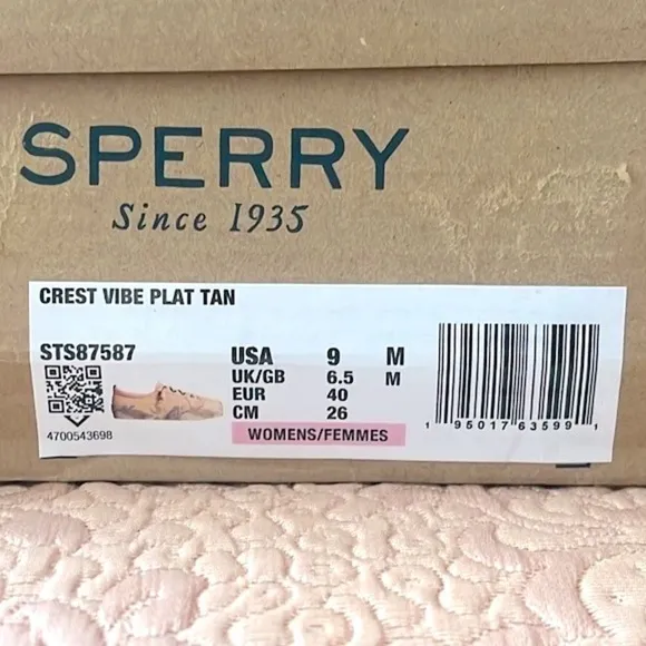 Brand New Sperry Crest Vibe Platform Sneakers Beige Green Leaf Tropical Neutral
