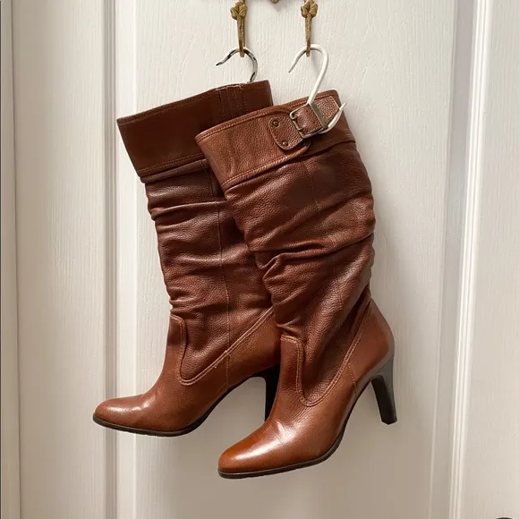 Brazilian Brown Leather Heeled Boots Size 9.5