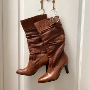 Brazilian Brown Leather Heeled Boots Size 9.5