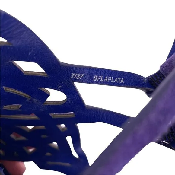 BRIAN ATWOOD Royal Blue Laser Cut Suede Laplata Sandals Size 7 Heels