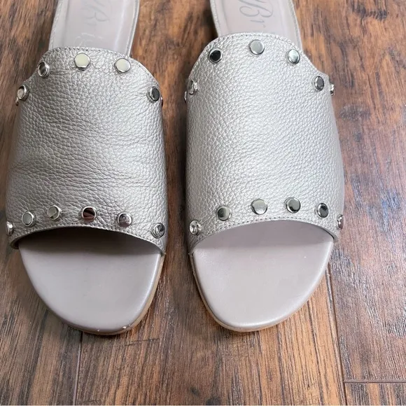Brighton • Night Sandals leather studded slides Zinc Pearl made in Italy