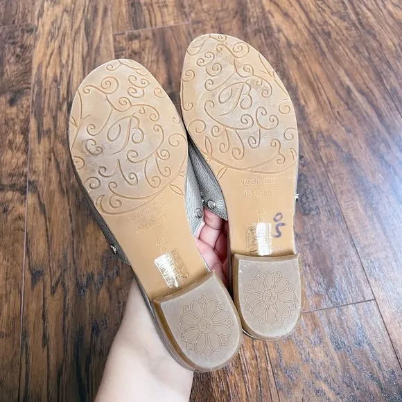 Brighton • Night Sandals leather studded slides Zinc Pearl made in Italy