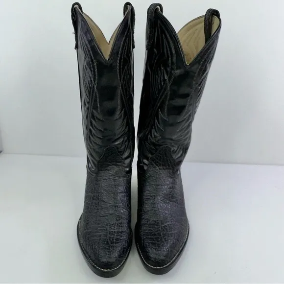 Bronco Men's WM1950 Black Almond Toe Mid-Calf Western Boots - Size 9EE