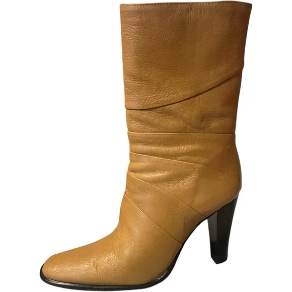 Bronx Vintage Y2k 90s Stiletto Square Toe Soft Leather Calf Height Boots Sz 6.5