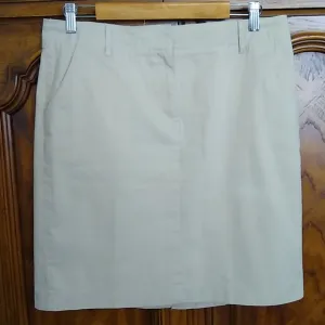 Brooks Brothers Tailored Cotton Twill Khaki Fly Front Skirt, Size 8