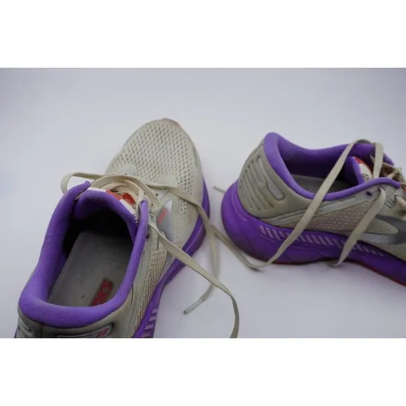 Brooks Shoes Womens Size 10 Adrenaline GTS 22 Running Comfy Grey White Purple