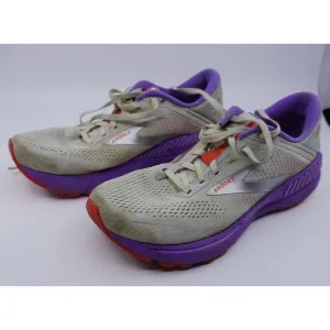Brooks Shoes Womens Size 10 Adrenaline GTS 22 Running Comfy Grey White Purple