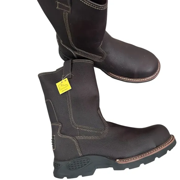 Brown Mid-Calf Pull-On Work Boots size 13  leather boots