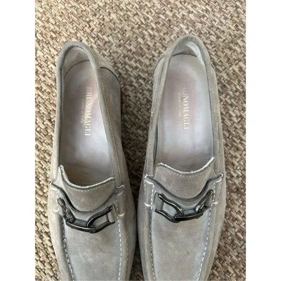 Bruno Magli Xander Suede Driving Moccasin Light Grey