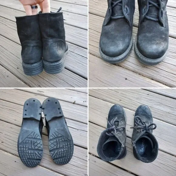 Bueno Getty Black Nubuck Suede Leather Lace-up Chunky Combat Military Moto Boots