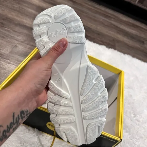 Buffalo Giselle Sneaker Boots in Napa White NIB
