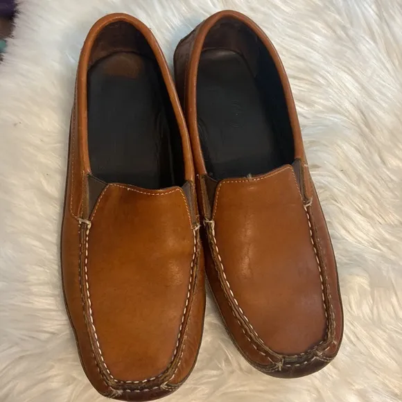 Buffalo Jackson Brown Bison Leather Driving Shoes Loafers Mens Sz 9