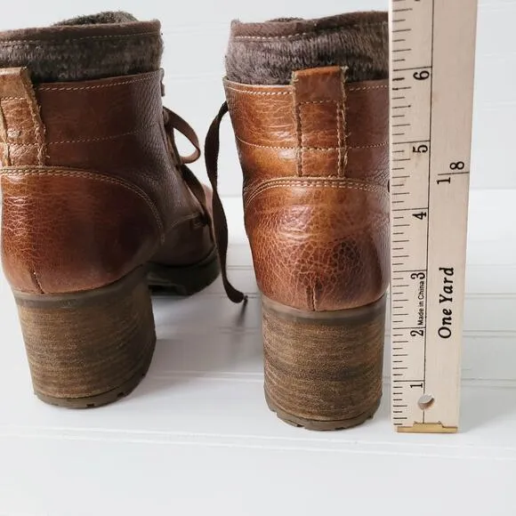 Bull Boxer Boots Size 9M Brown Leather Combat Carmen Lace Up Chunky Heel Lug