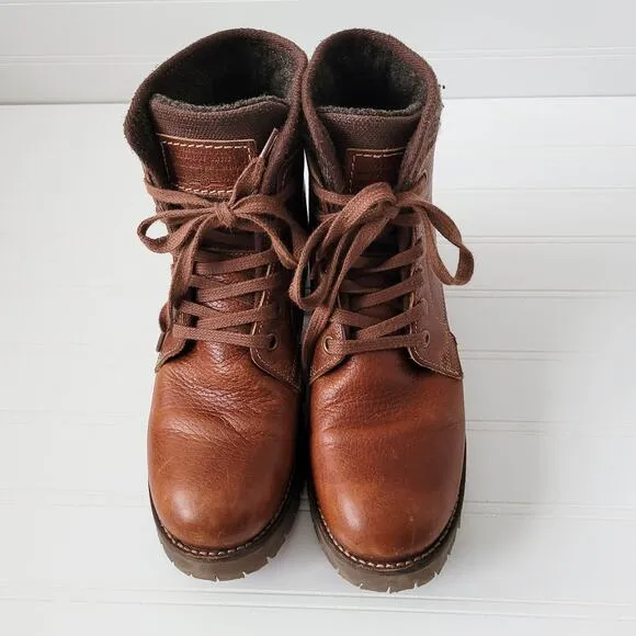 Bull Boxer Boots Size 9M Brown Leather Combat Carmen Lace Up Chunky Heel Lug
