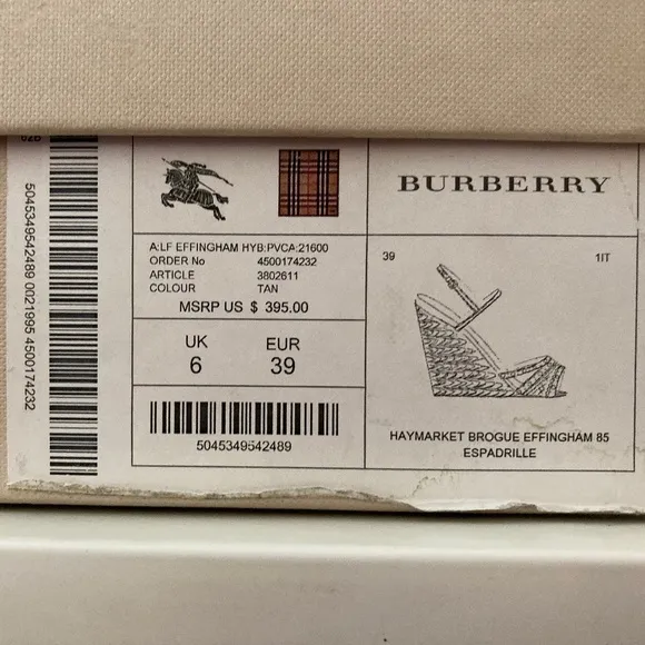 Burberry Haymarket Effingham 85 Espadrilles in Brogue