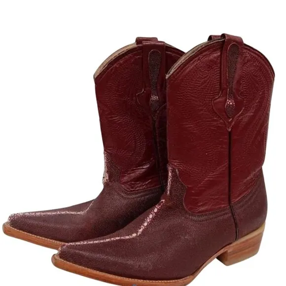 Burgundy Red Mid-Calf Cowboy Boots Women's Size 7 Vintage