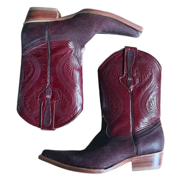 Burgundy Red Mid-Calf Cowboy Boots Women's Size 7 Vintage