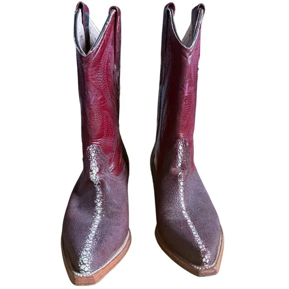Burgundy Red Mid-Calf Cowboy Boots Women's Size 7 Vintage