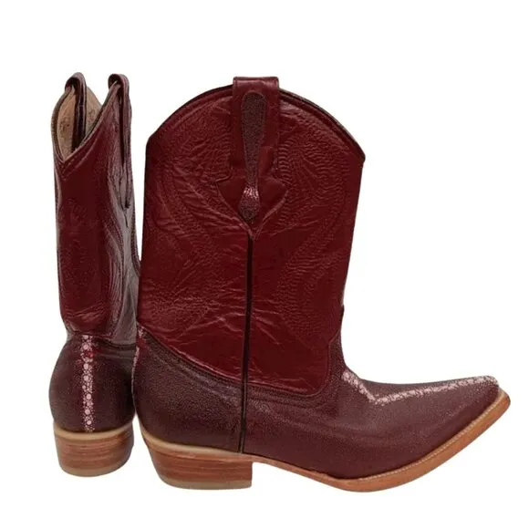Burgundy Red Mid-Calf Cowboy Boots Women's Size 7 Vintage