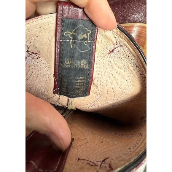 Burgundy Red Mid-Calf Cowboy Boots Women's Size 7 Vintage