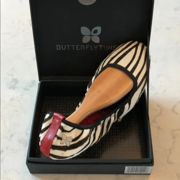 Butterfly Twists Zebra Print Foldable Ballet Flat