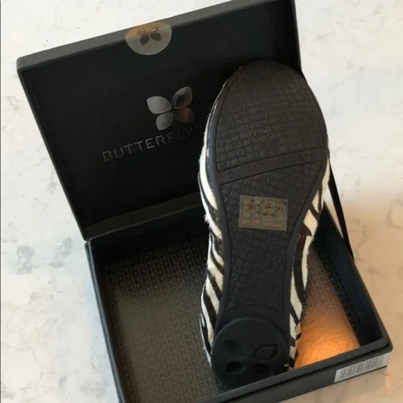 Butterfly Twists Zebra Print Foldable Ballet Flat