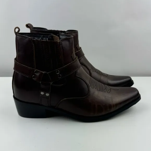 CALTO Men's Brown Leather Increasing Elevator‎ Western Ranch Style Boots