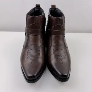 CALTO Men's Brown Leather Increasing Elevator‎ Western Ranch Style Boots