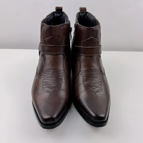 CALTO Men's Brown Leather Increasing Elevator‎ Western Ranch Style Boots