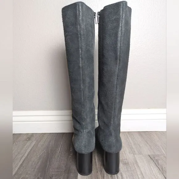 Camper Gray Black Orange Leather Streamline Stripe Block Heeled Boots 37 EU 7US