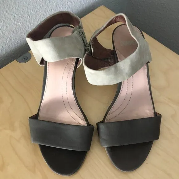 Camper Laura Leather Wedge Sandals